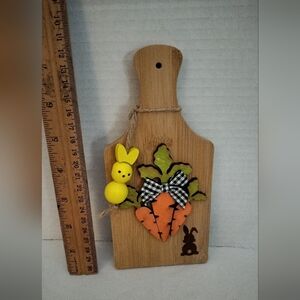 Decorative Wooden Cutting Board with Carrot and Bunny Chalk Couture